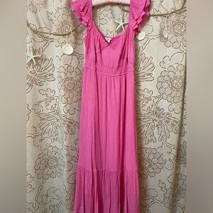 Pink Lily Ruffled Pink Maxi Dress